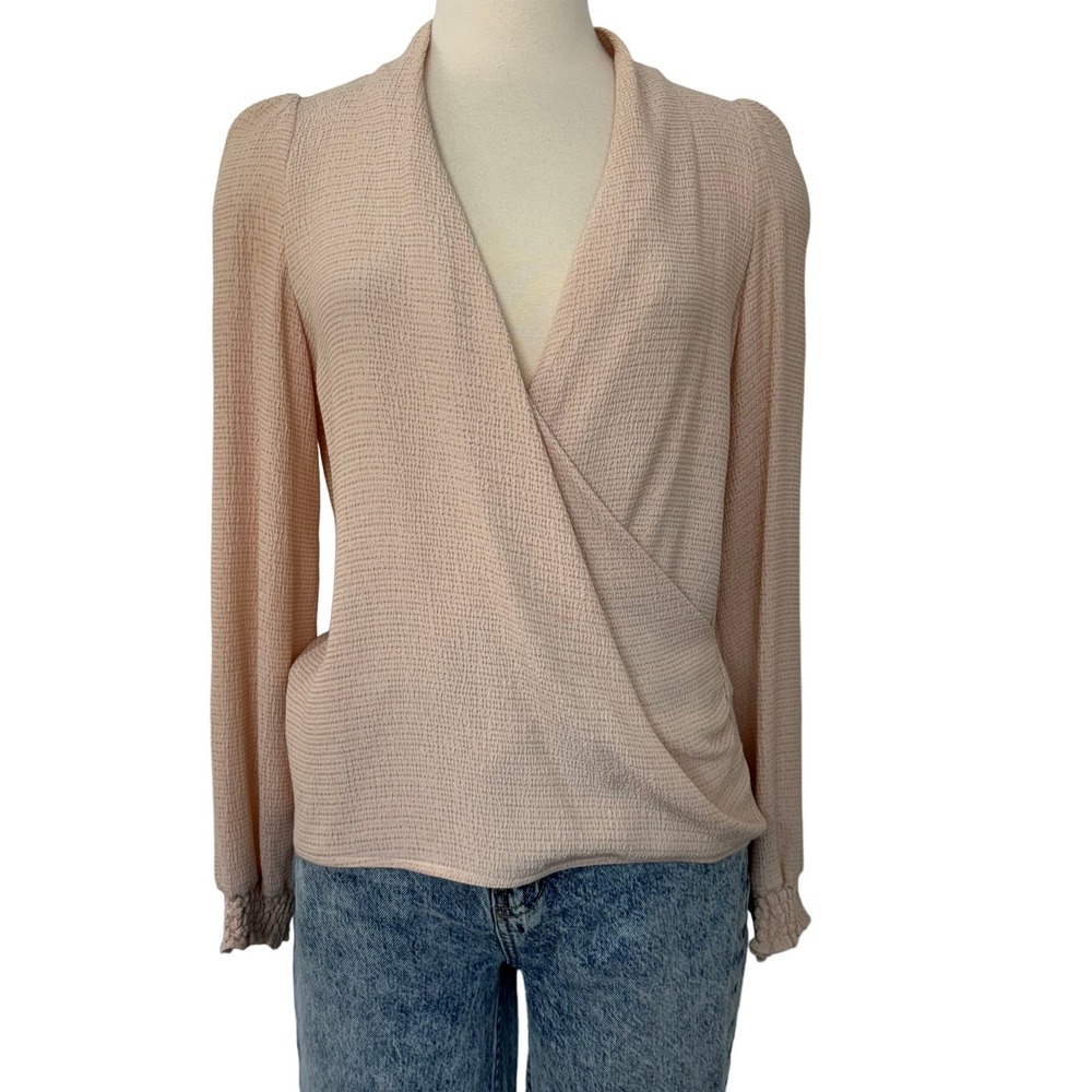 Women's Blush Wrap-Front Long Sleeve Top